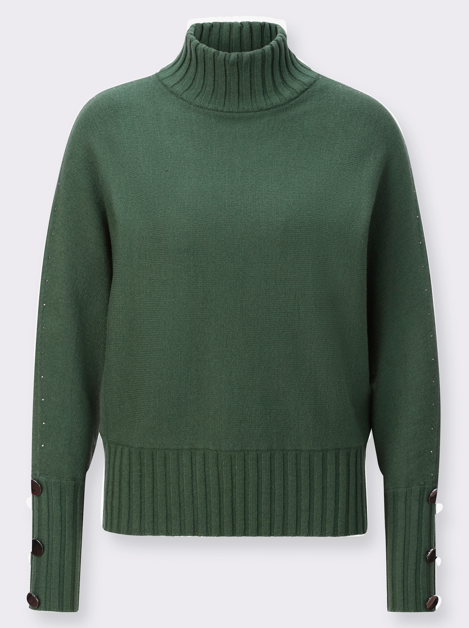 Stehkragenpullover im hochwertigen Modal-Mix - moos