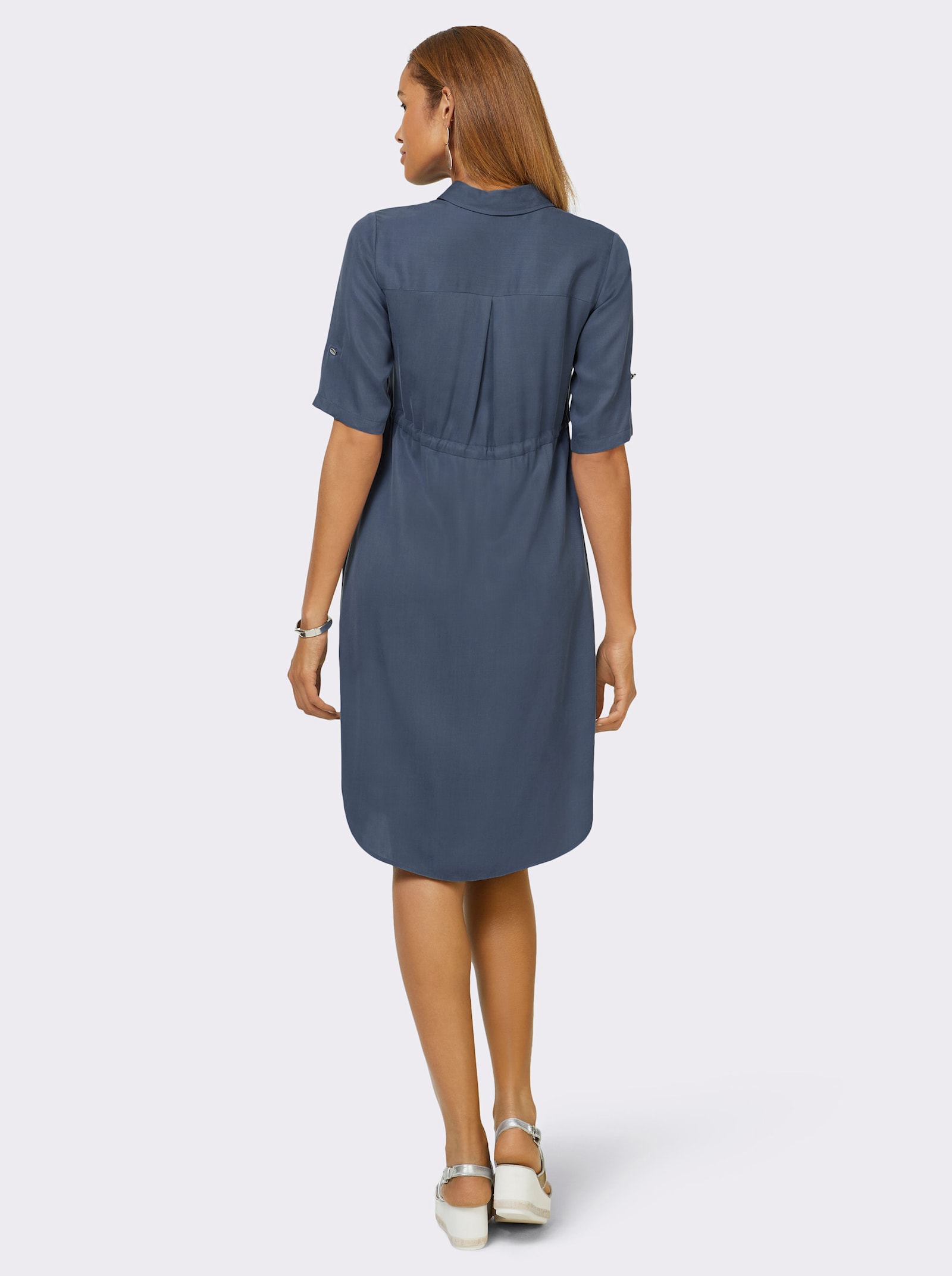 Overhemdjurk van lyocell - rookblauw