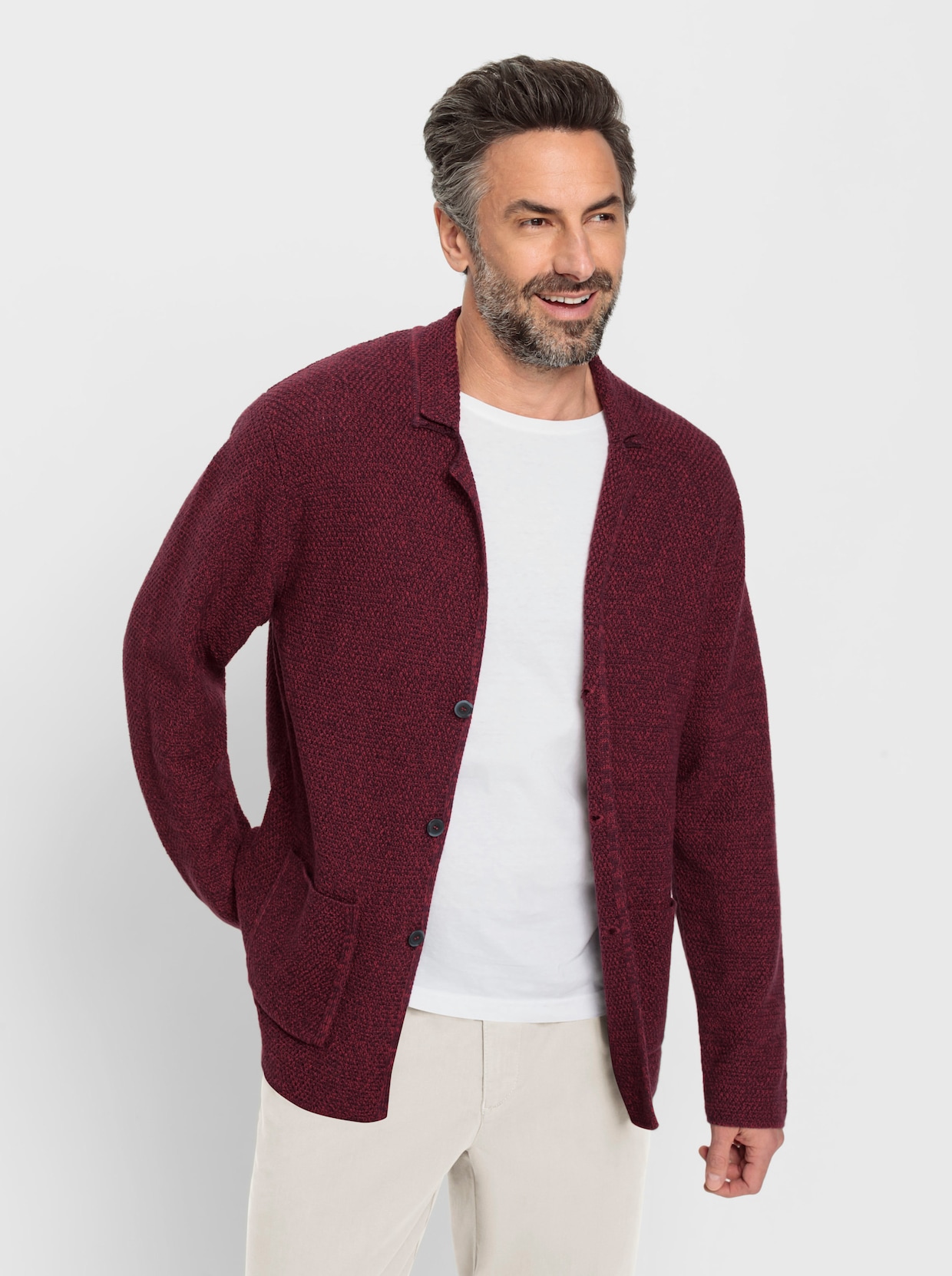 Marco Donati Strickjacke - burgund-meliert