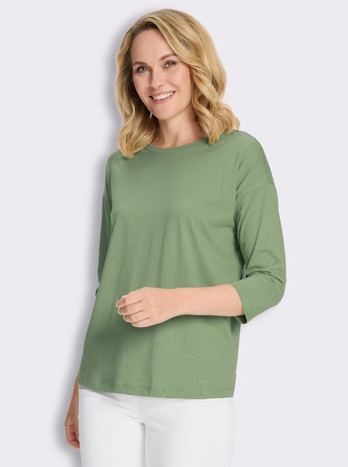 3/4-Arm-Shirt in Baumwoll-Qualität - eucalyptus
