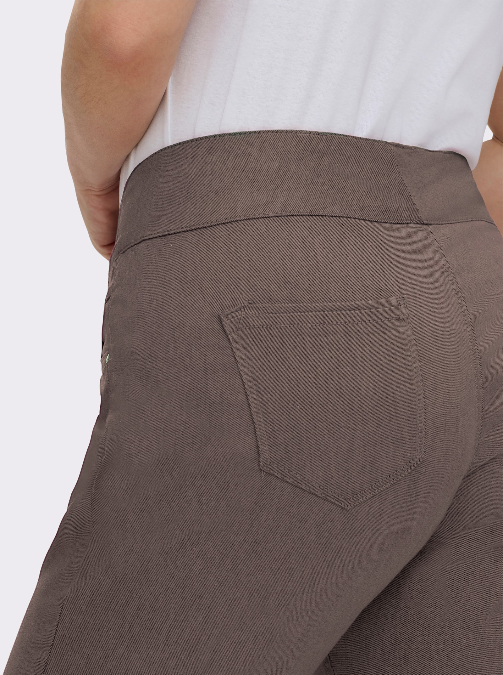 Schlupfhose mit hohem Dehnbund - dunkeltaupe