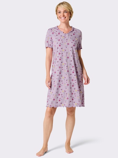 wäschepur Nachthemden - weiß-zitrone-bedruckt + flieder-zitrone-bedruckt