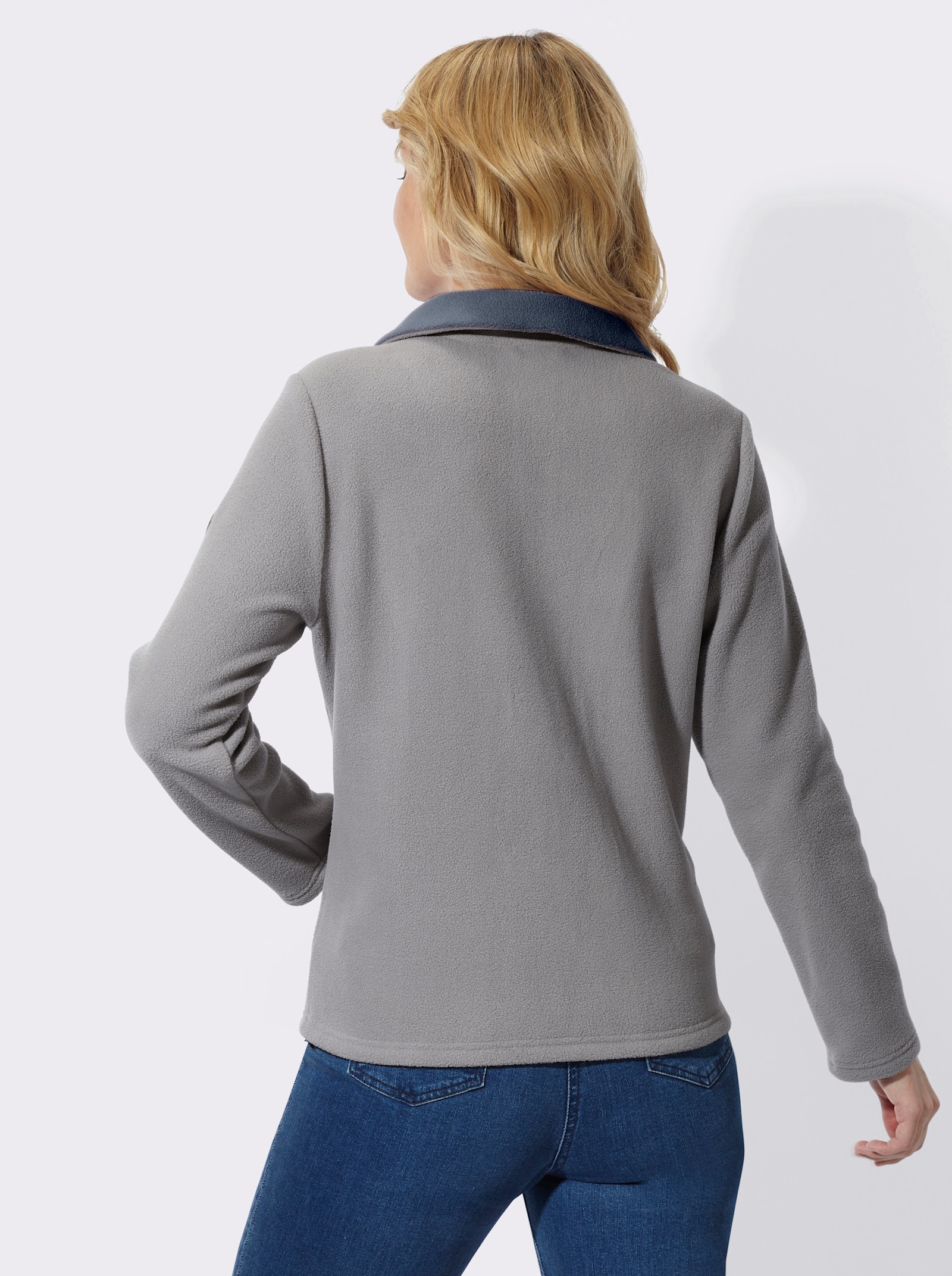 Fleeceshirt mit Reißverschluss - steingrau-rauchblau