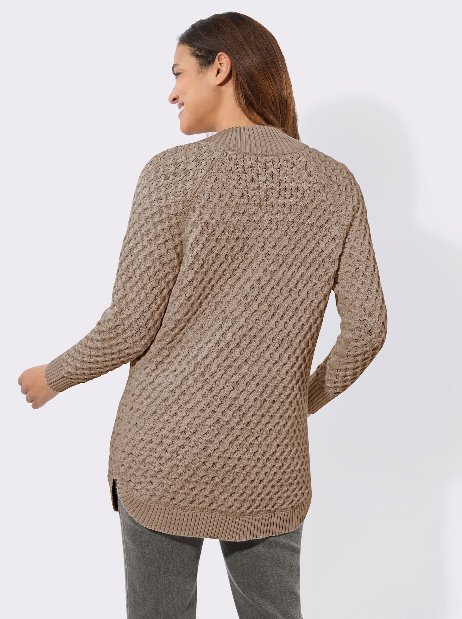 Lang vest met zakken - sesam