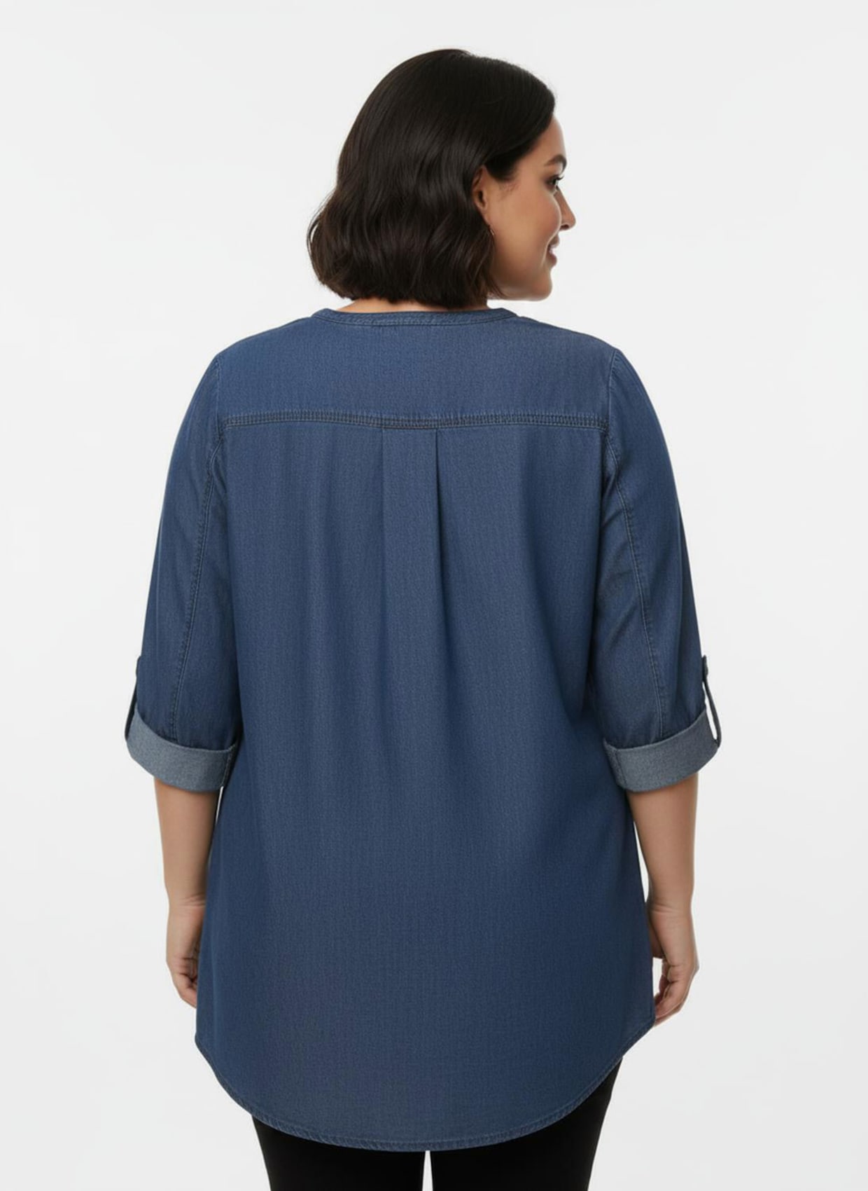 Jeanstunika mit Biesenverzierung - blue-bleached