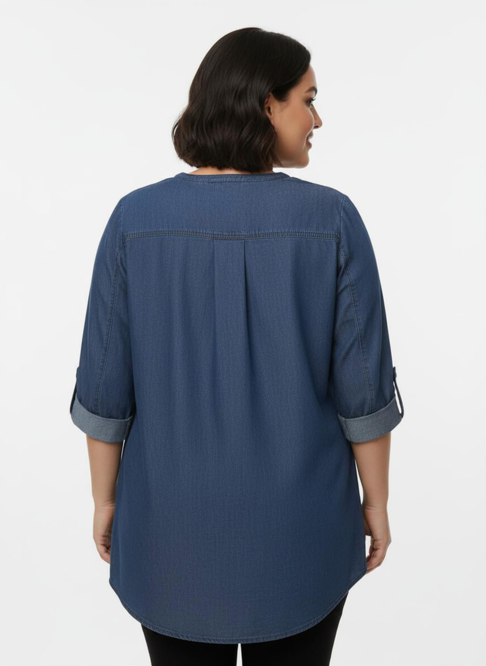 Jeanstunika mit Biesenverzierung - blue-bleached