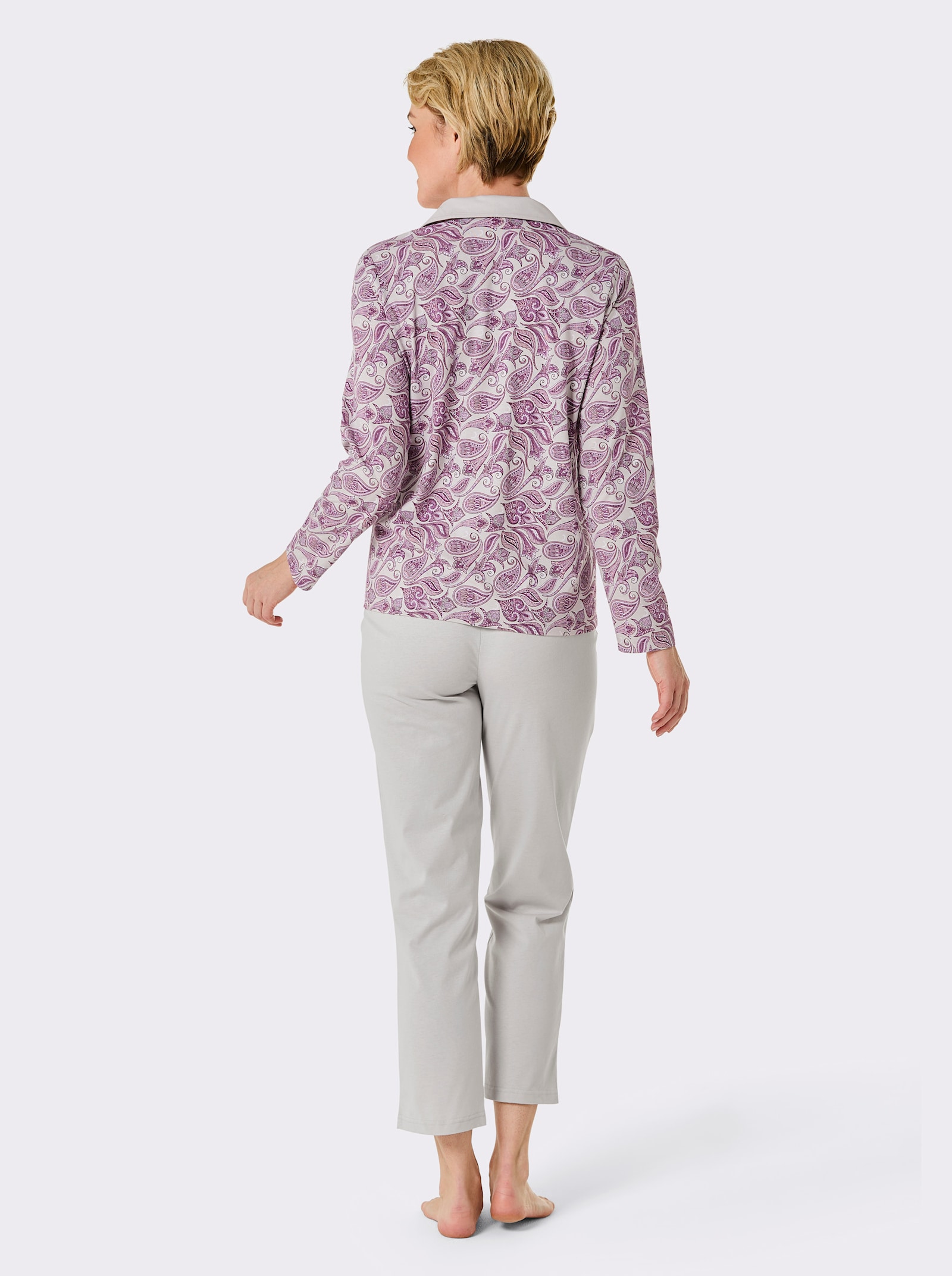 wäschepur Schlafanzug - steingrau-hellgrau-bedruckt