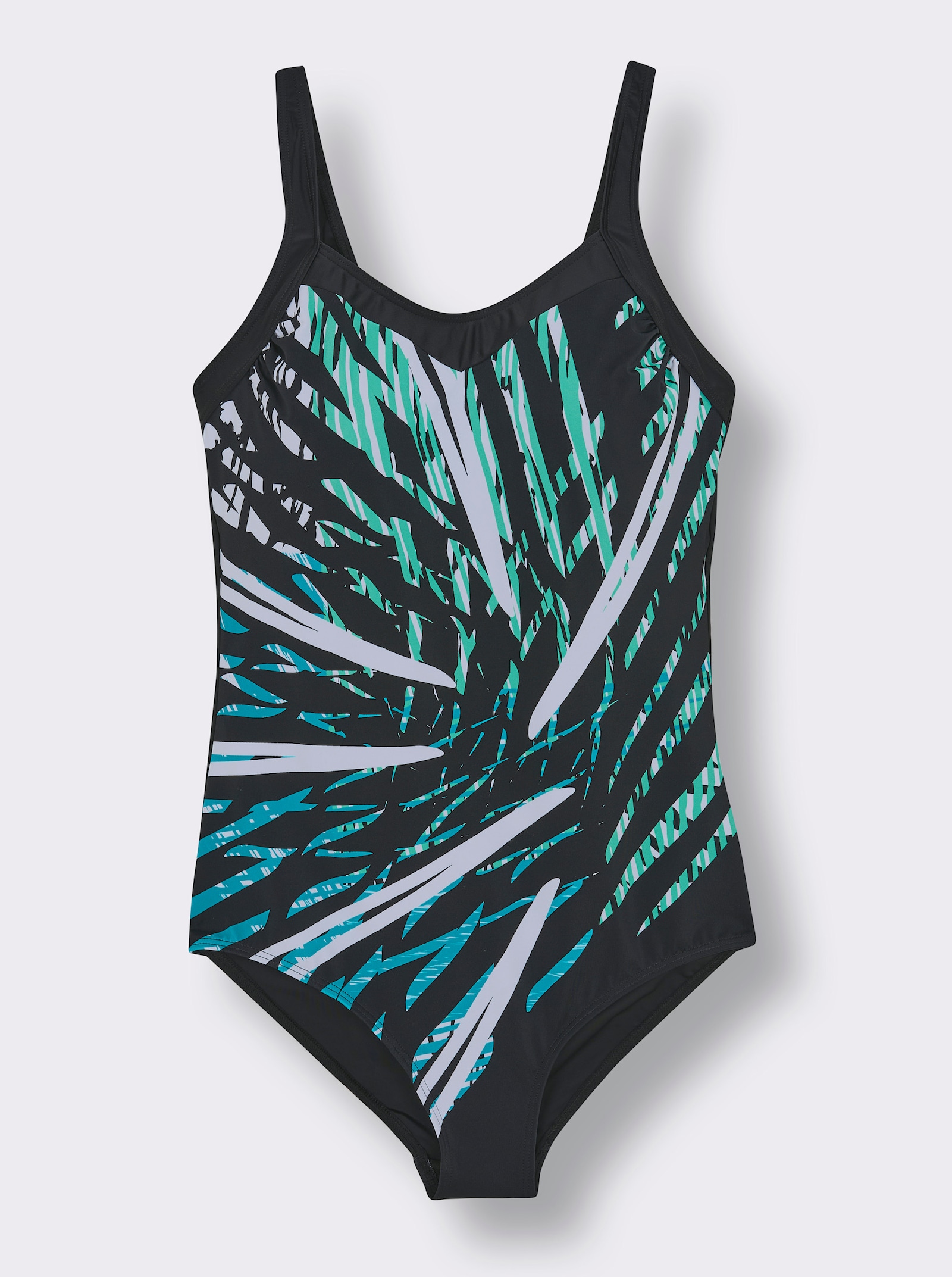 Badeanzug mit gefüttertem Vorderteil - schwarz-bedruckt