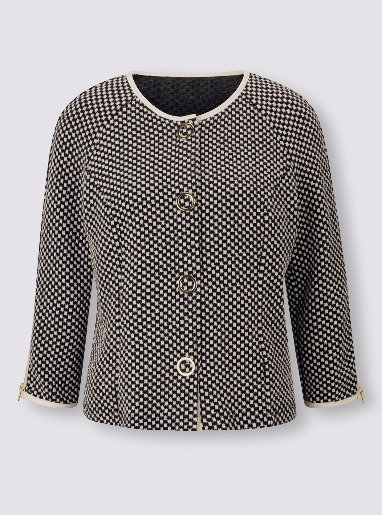 heine Shirtjacke - schwarz-champagner-gemustert