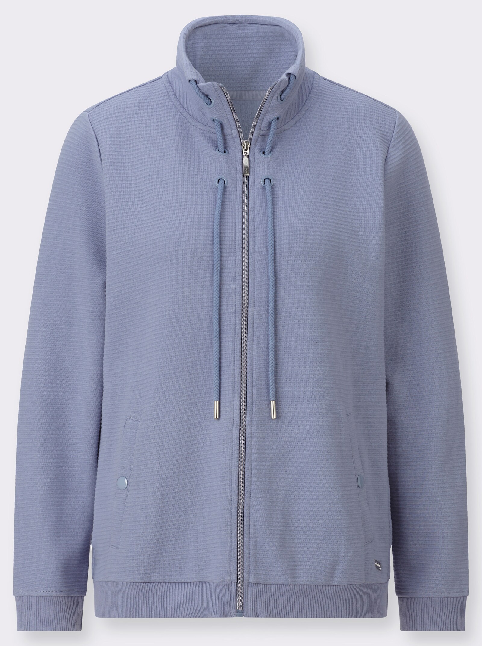 Shirtjacke in modischer Ripp-Optik - taubenblau