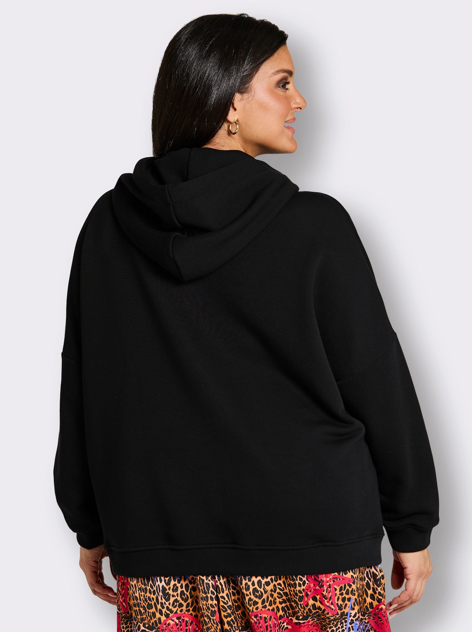 sheego loves miss goodlife Hoodie mit Statementprint - schwarz-pink-bedruckt