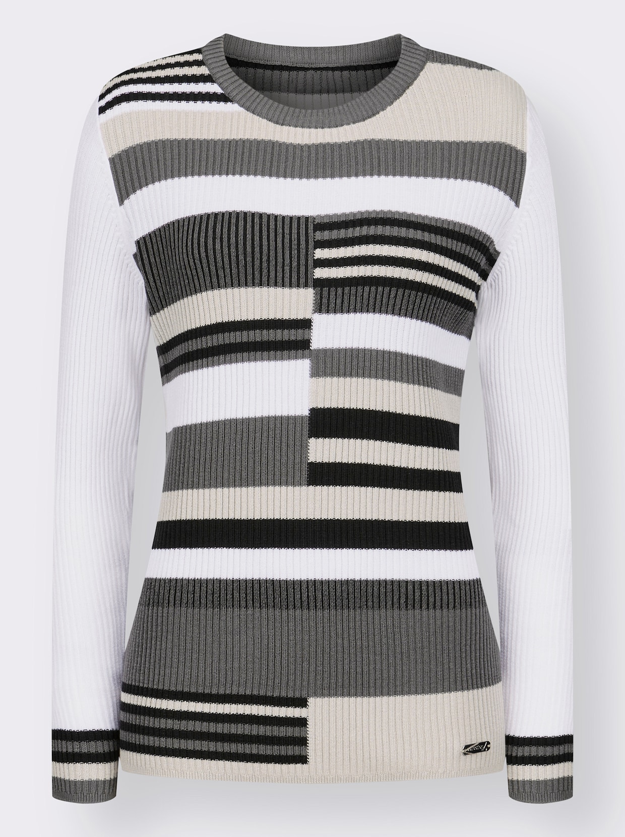 Pullover met lange mouwen - antraciet/wit gedessineerd