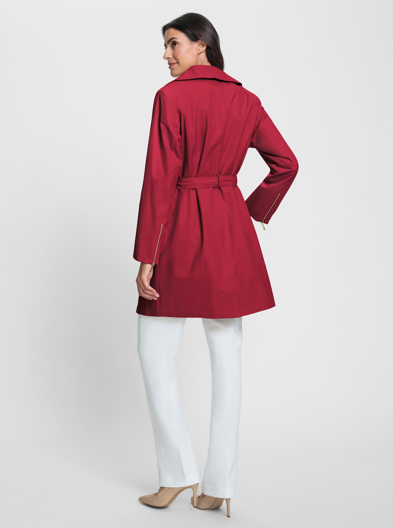 Trenchcoat mit Stoffgürtel - kirsche