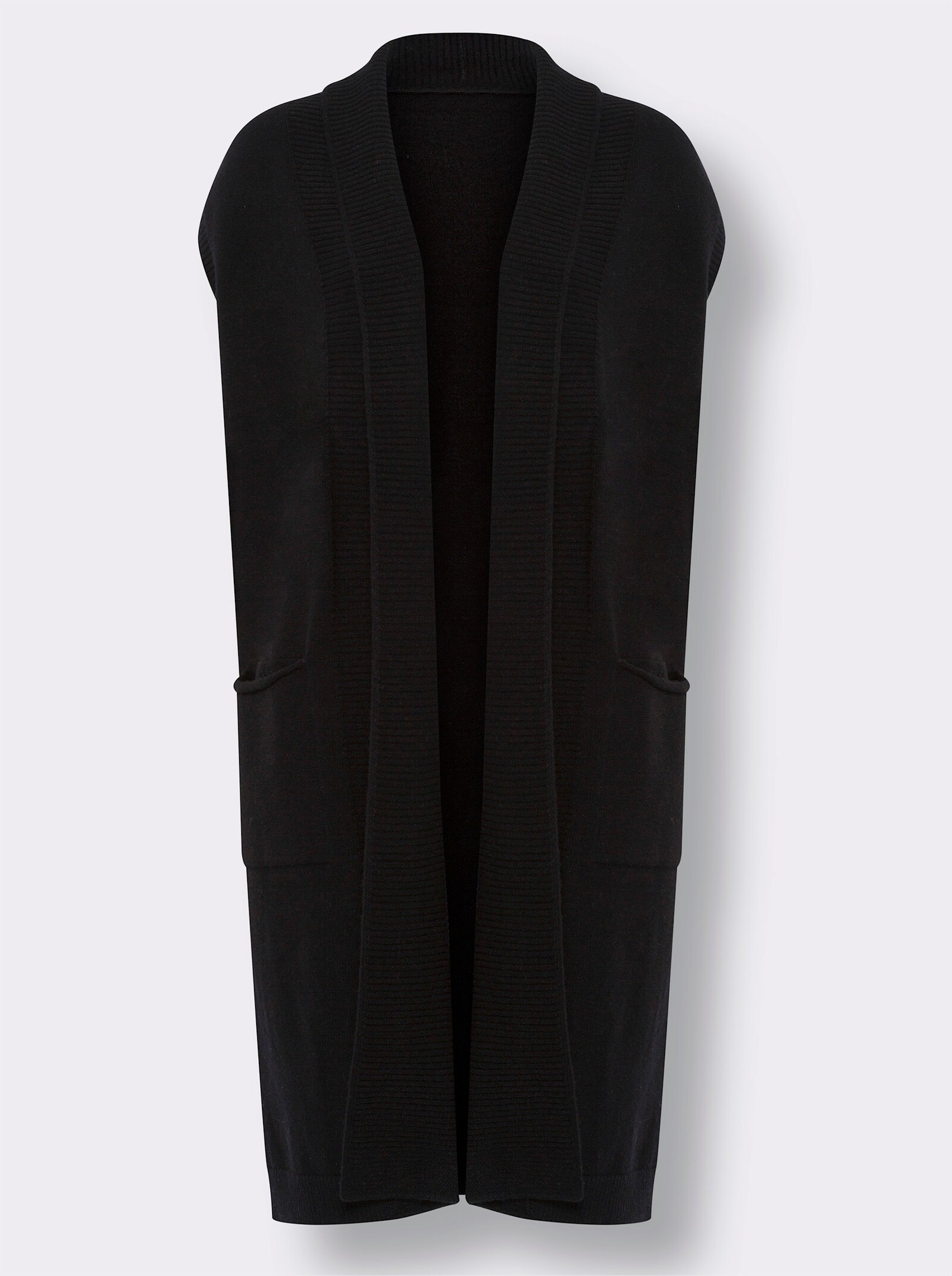 heine Mouwloos vest met geribde sjaalkraag - zwart
