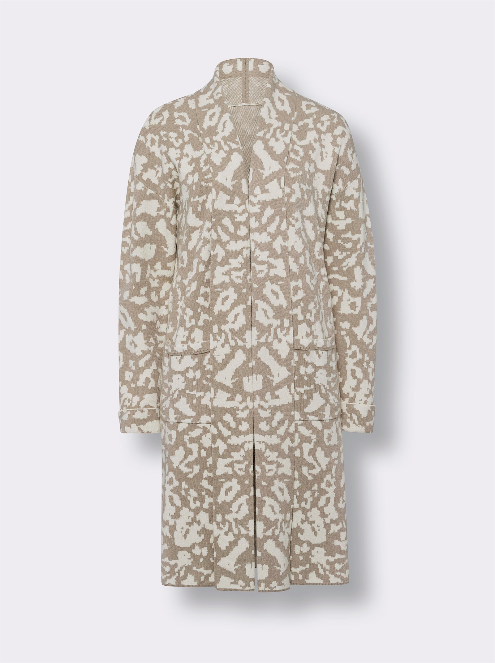 heine Veste en tricot jacquard avec col châle - sésame-couleur ivoire à motifs