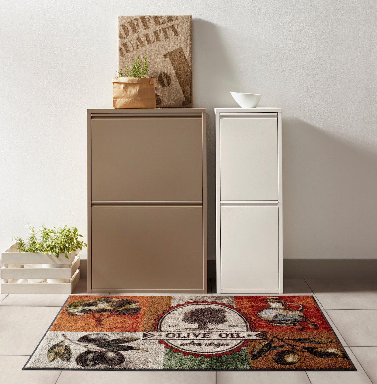 heine home Poubelle de tri - taupe