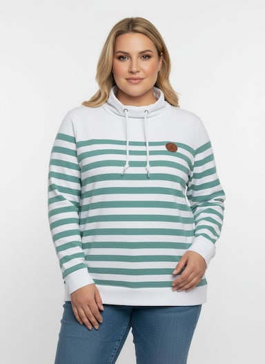 Sweatshirt mit verlängertem Rückteil - weiß-ozean-geringelt