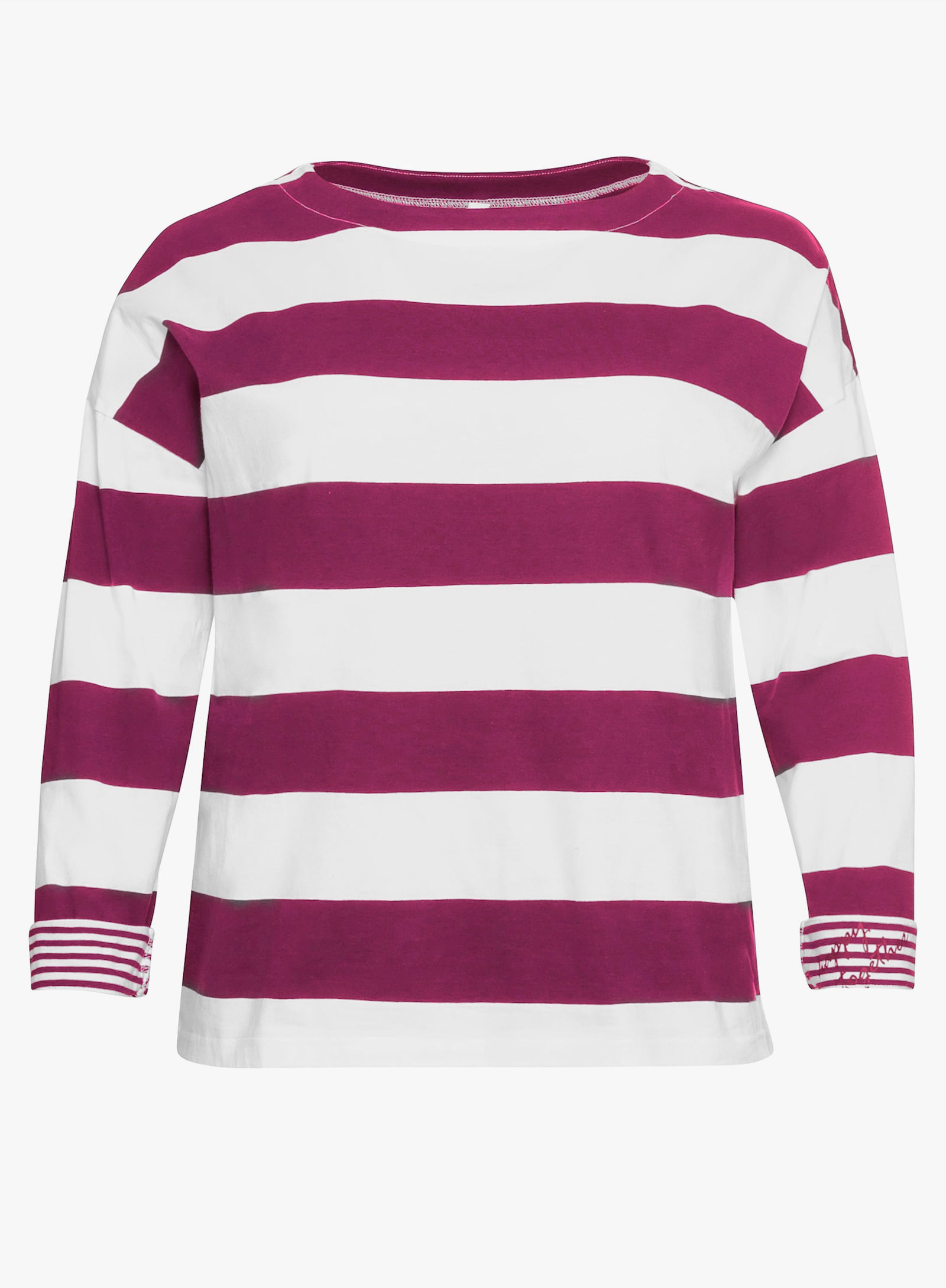 sheego Langarmshirt - malve-weiß-gestreift