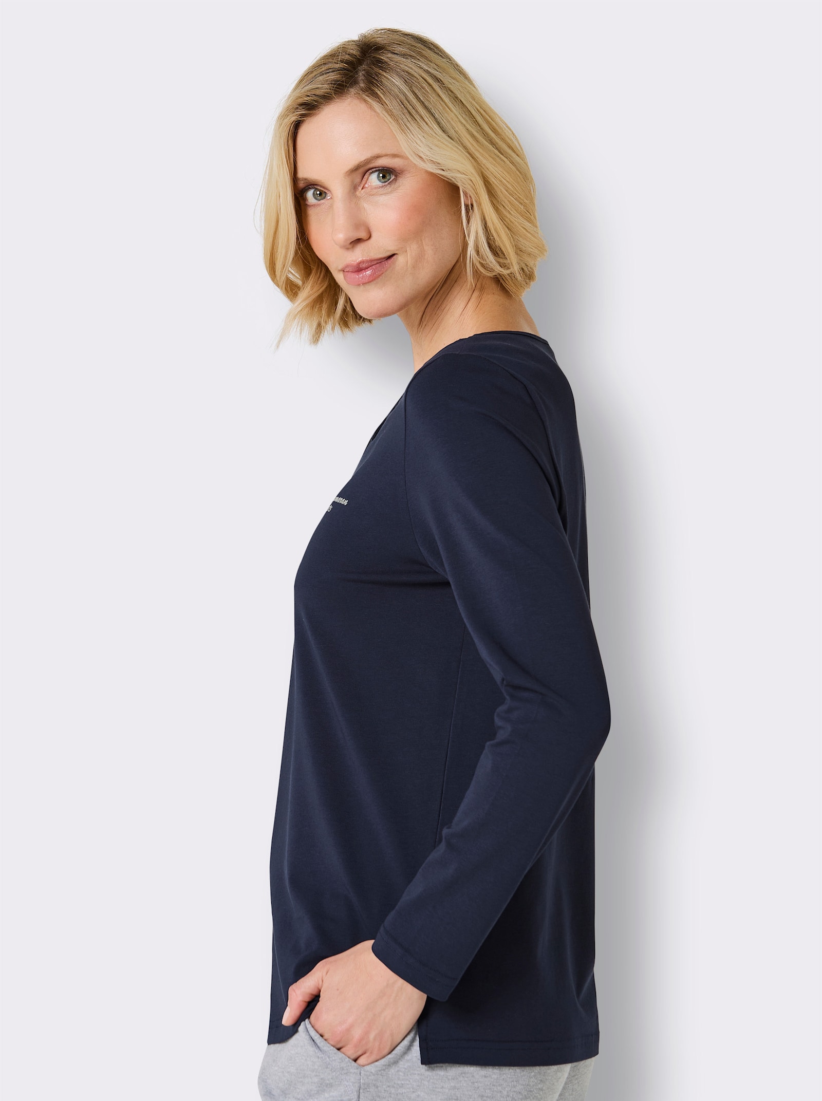 Catamaran Sports Vrijetijdsshirt met decoratieve bies - marine