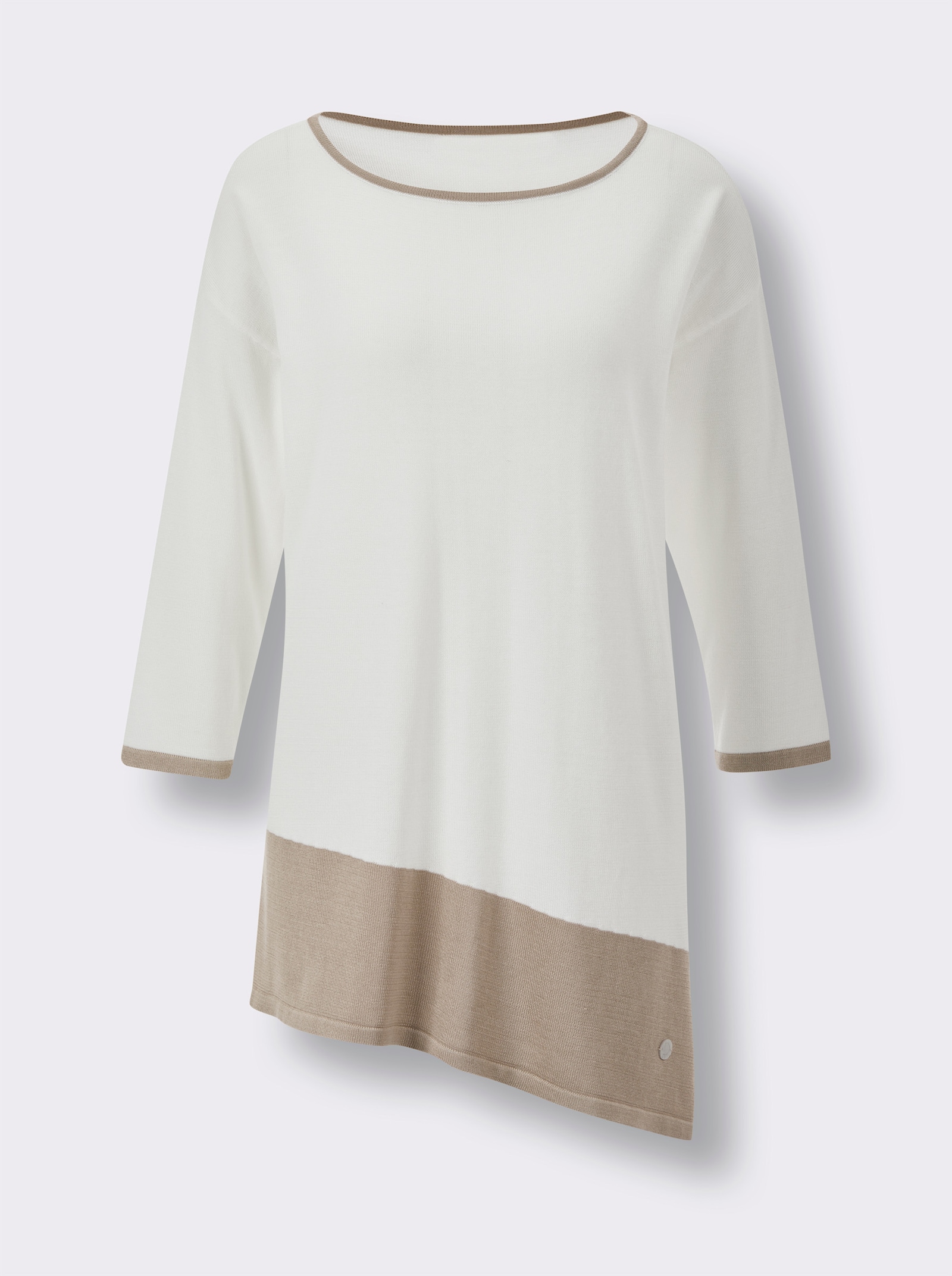 CREATION L PREMIUM Longpullover mit U-Boot-Ausschnitt - ecru-beige