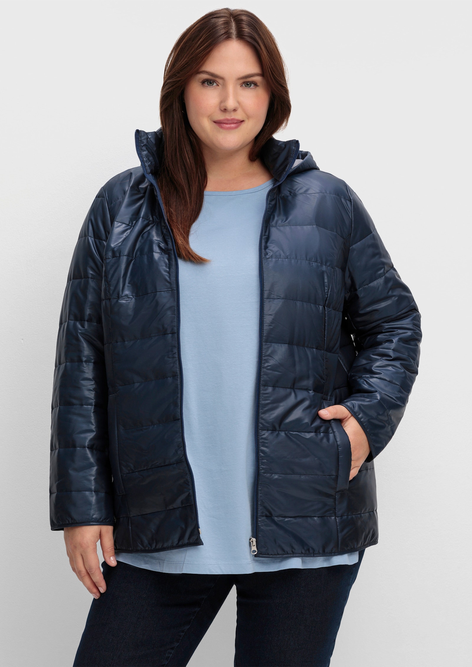 Steppjacke mit Kapuze, wärmend - marine