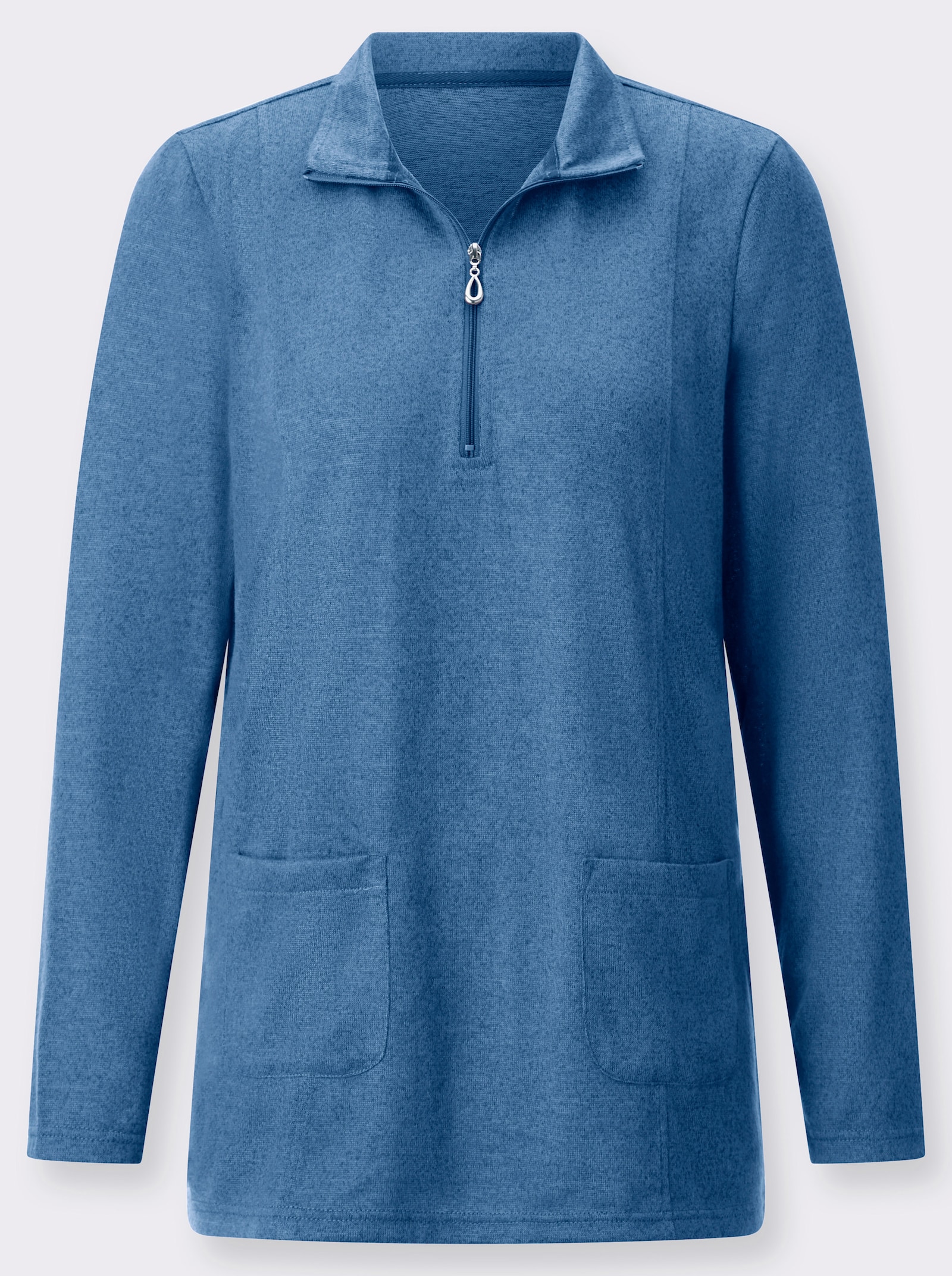 Lang shirt - middenblauw gemêleerd