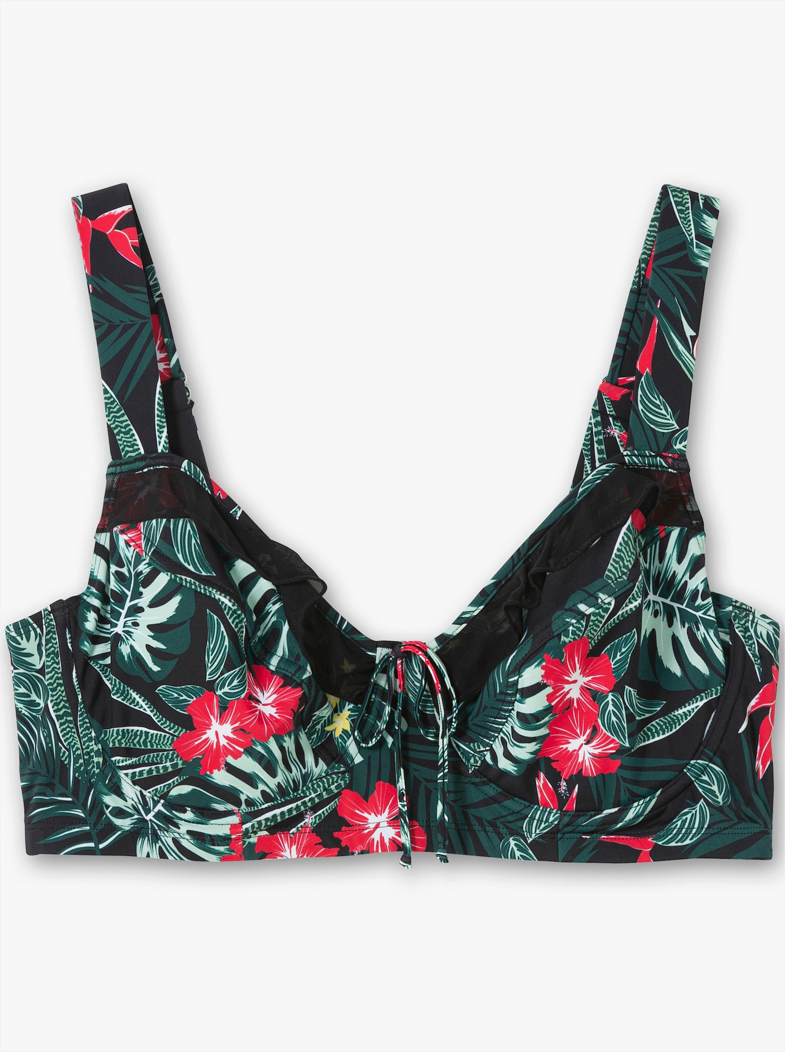 sheego Bikinitop met bloemenprint - zwart bedrukt