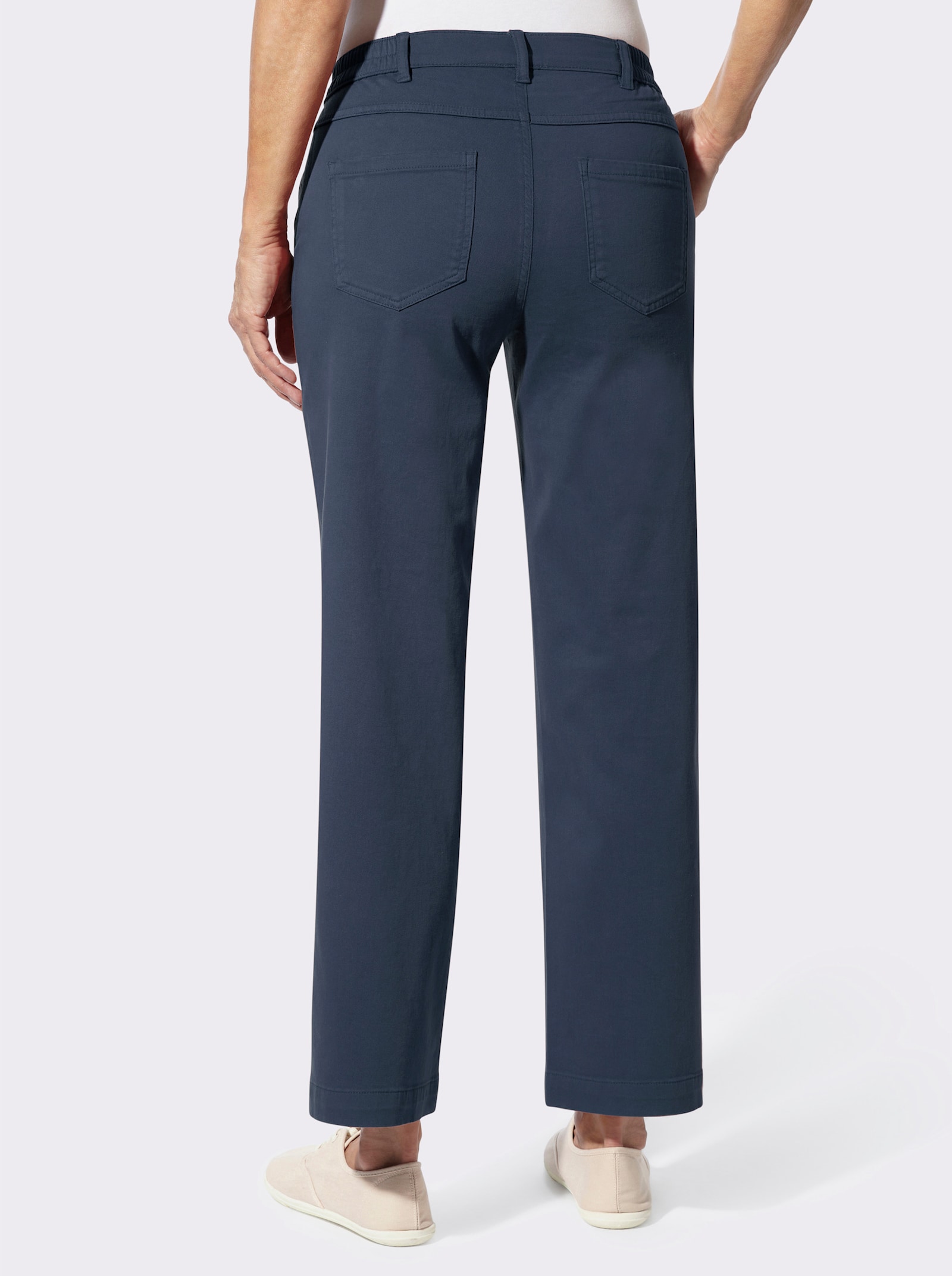 Stretch-Hose mit goldfarbenen Schmuckknöpfen - dunkelblau