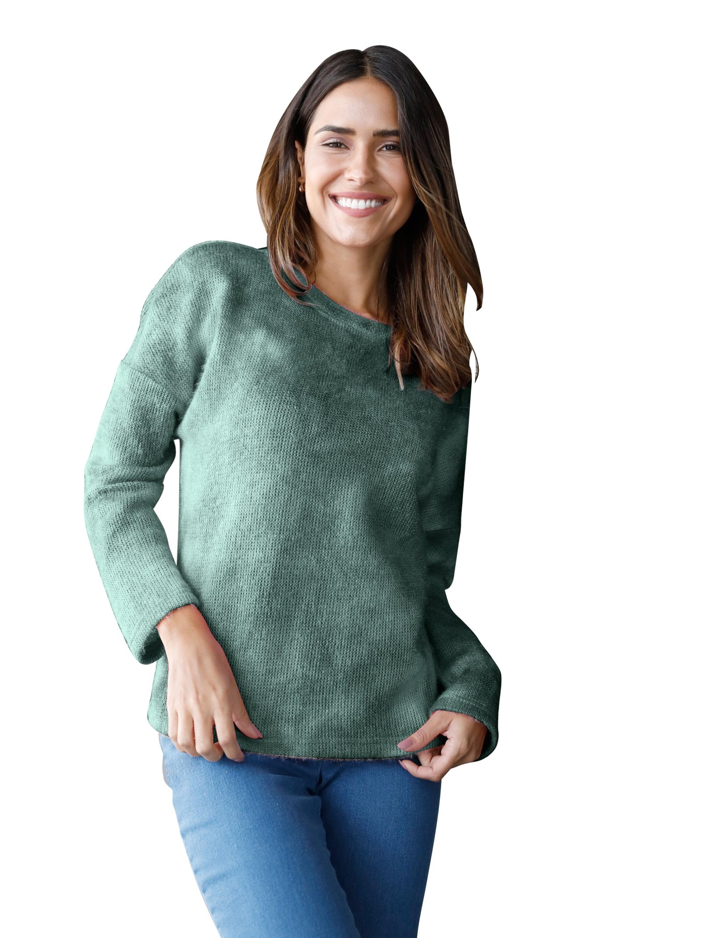 Pullover - grün-weiß-gemustert