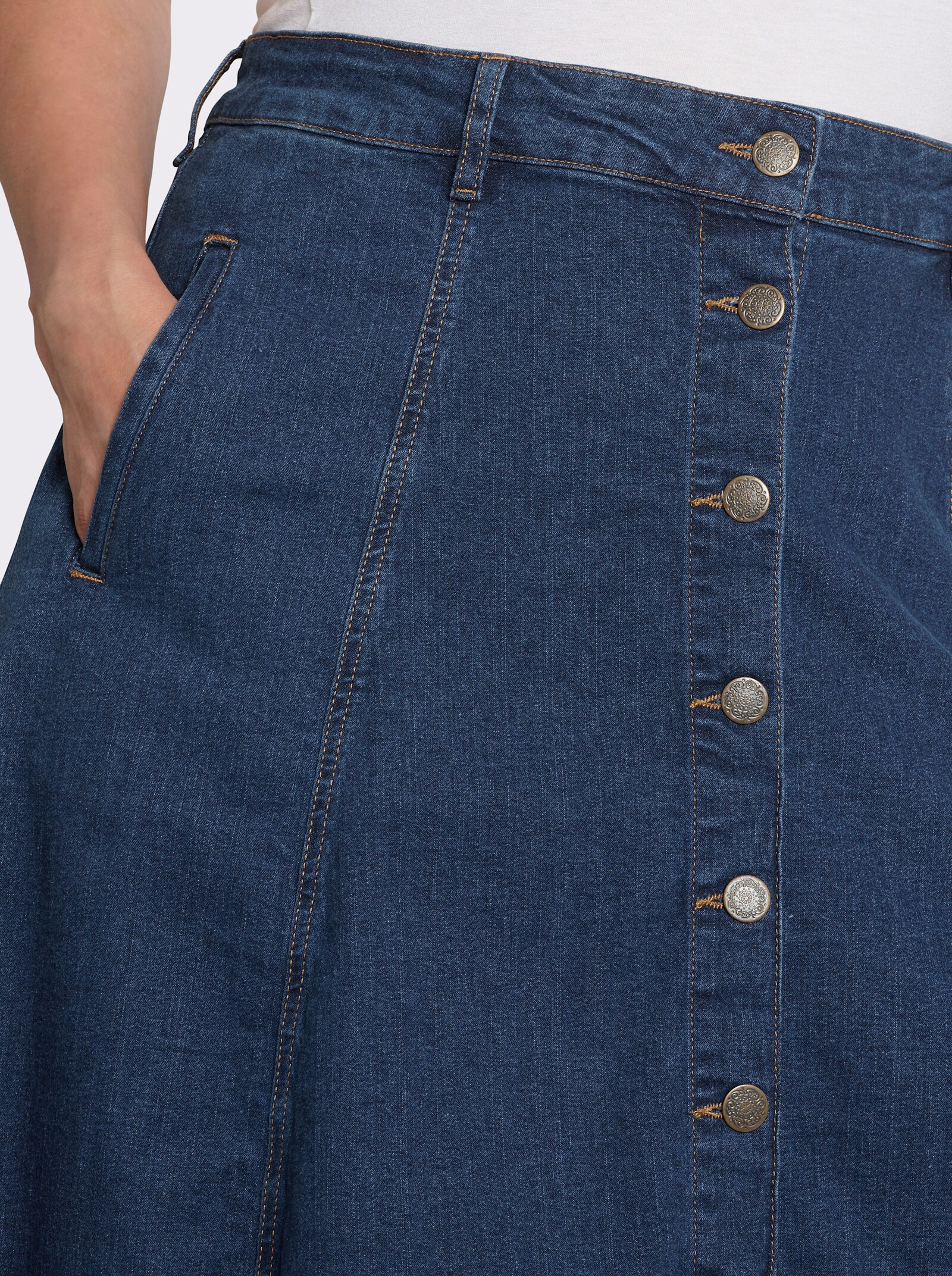 Jeansrock in ausgestellter Bahnenform - blue-stone-washed
