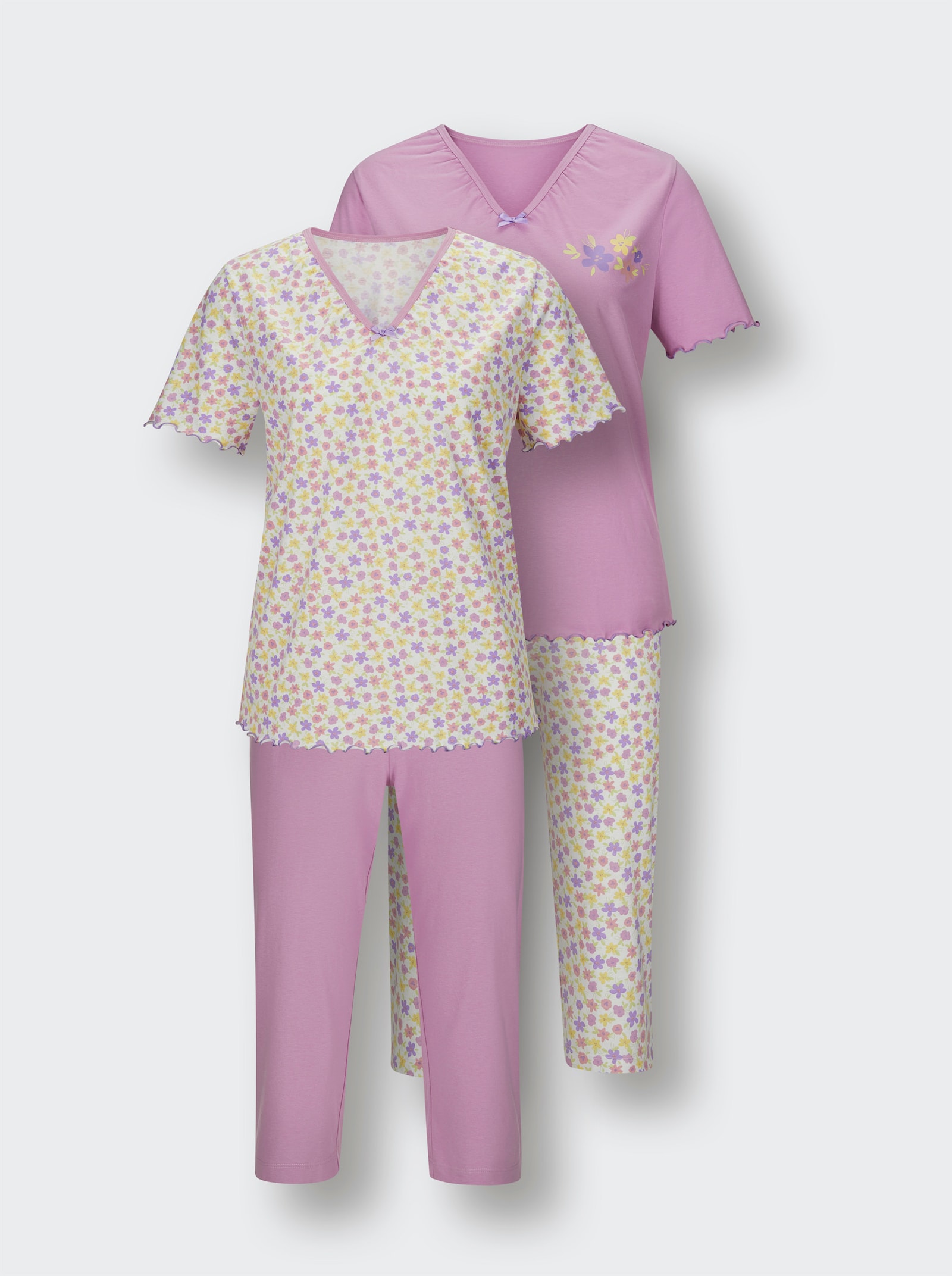 wäschepur Capri-Anzüge - weiss-orchidee-bedruckt + orchidee