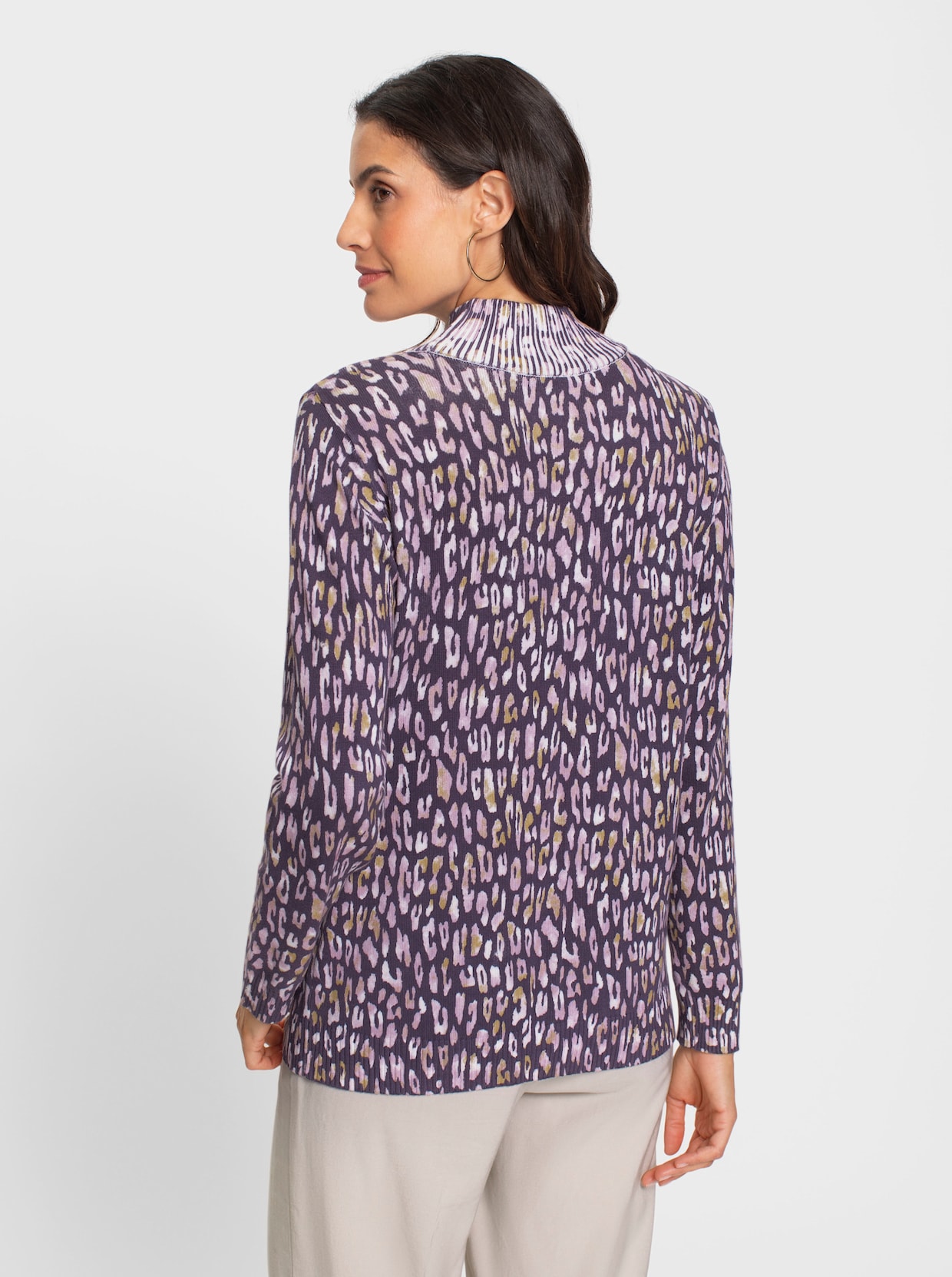 Pullover - feige-mauve-bedruckt