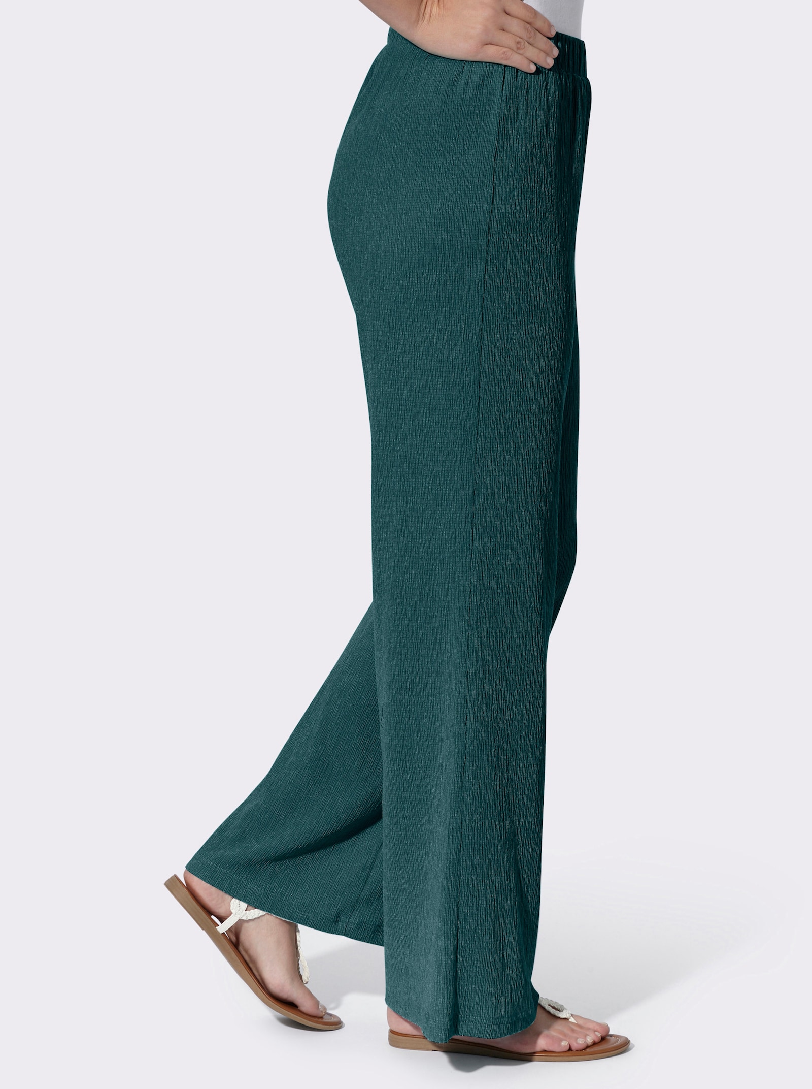 Comfortblouse van crinklemateriaal - petrol