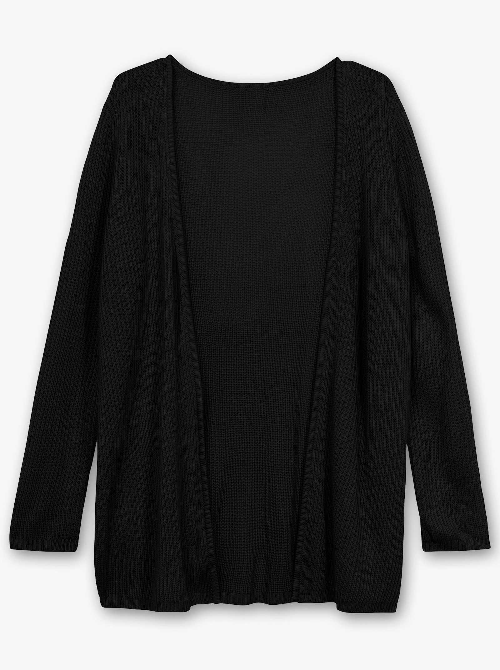 Strickjacke mit gerippten Abschlüssen - schwarz