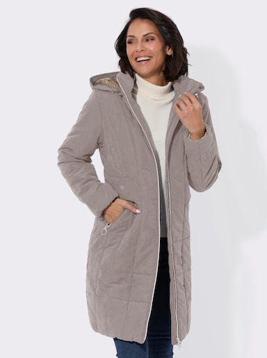 Steppmantel mit 2-Wege-Reißverschluss - taupe