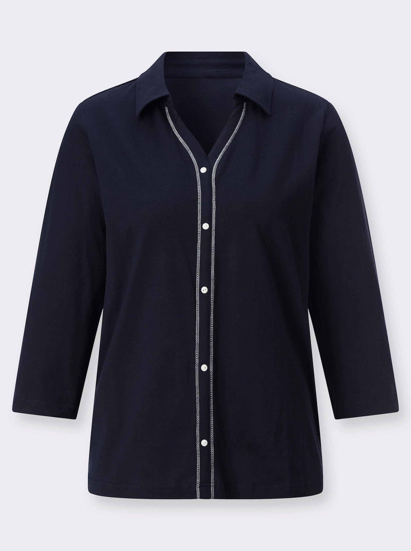 Poloshirt mit imitierter Knopfleiste - marine