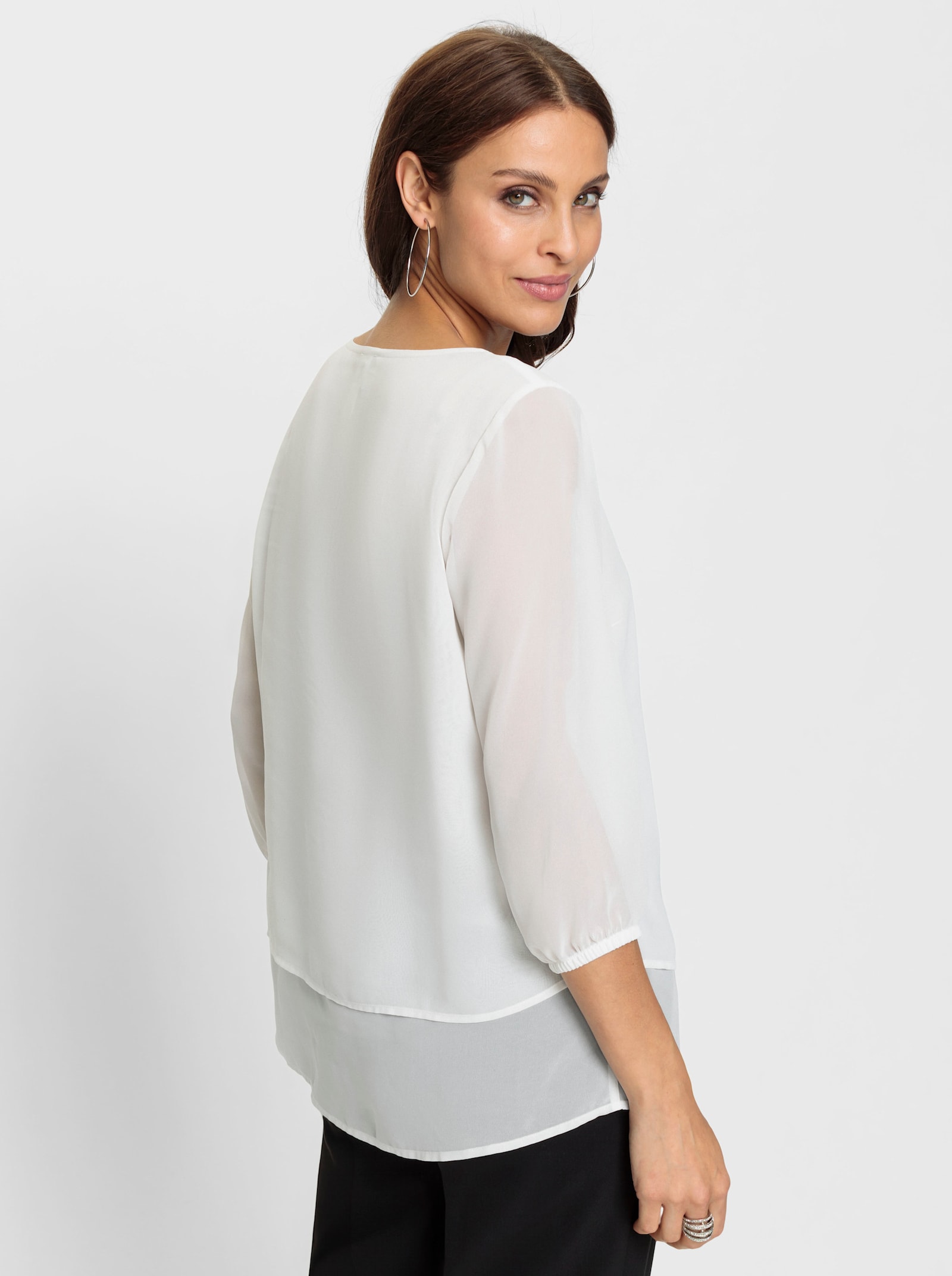 Georgette blouse met cut-outs - ecru
