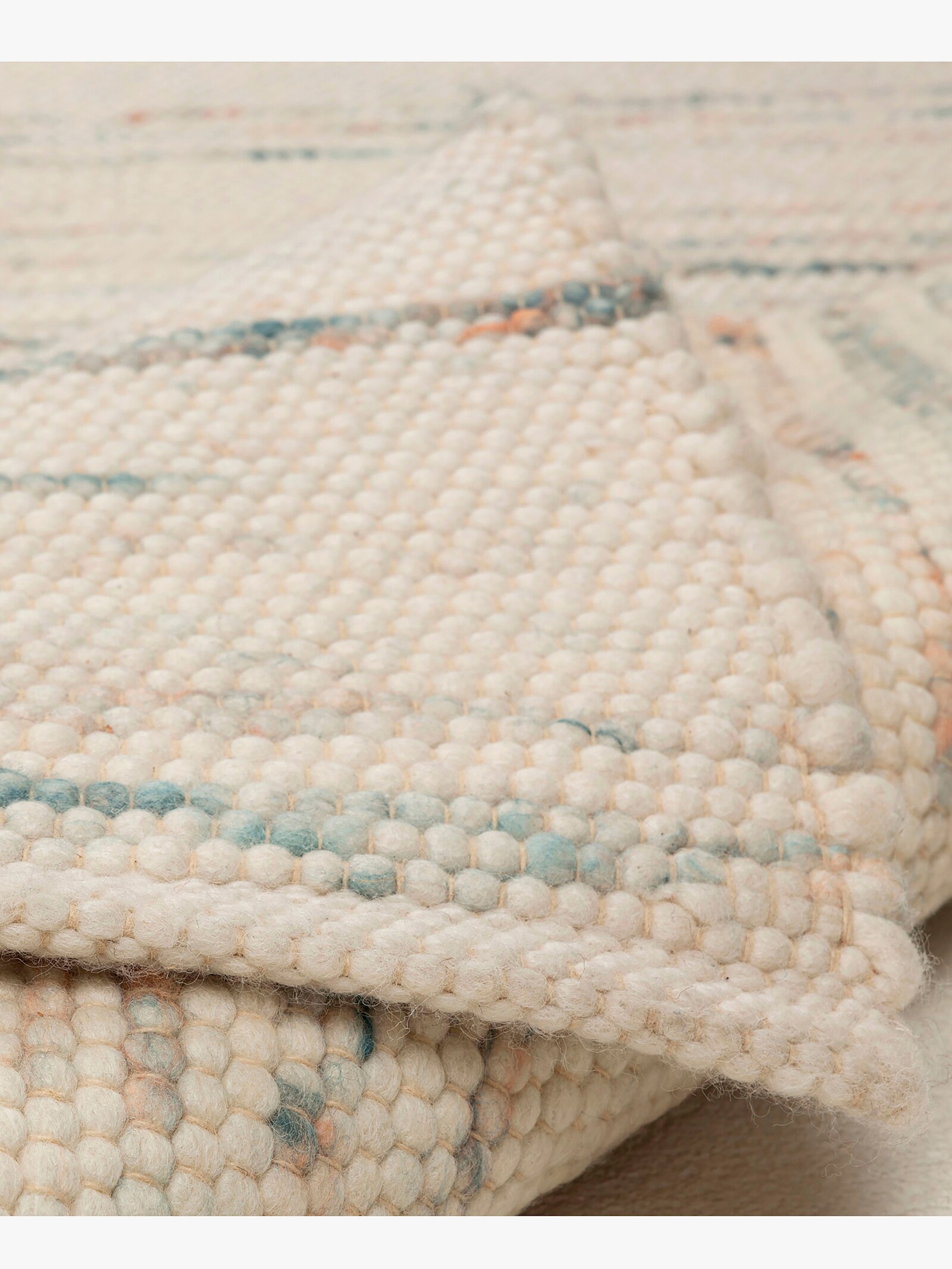 Theko Handwebteppich - ecru-blau