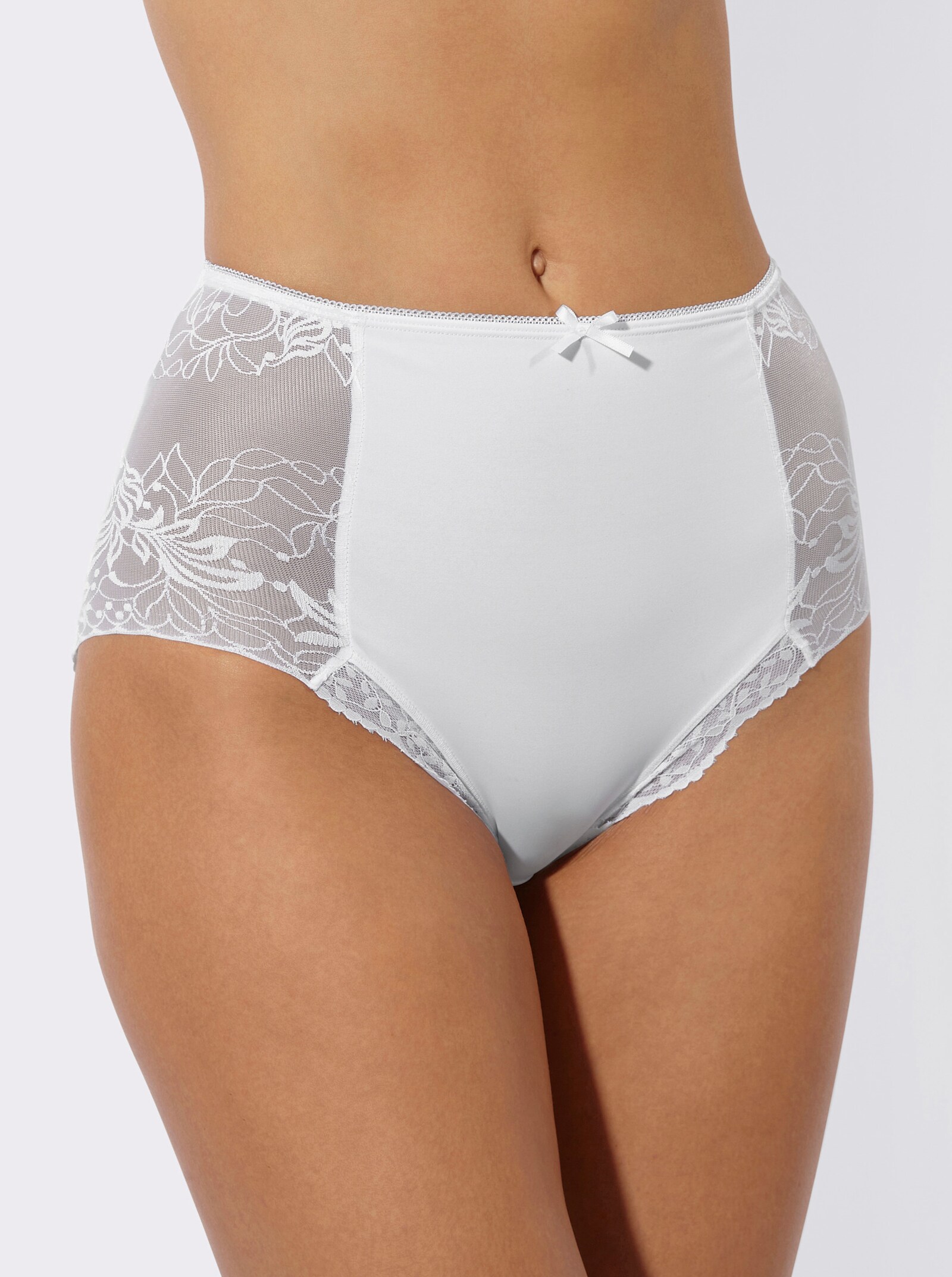 wäschepur Taillenslip mit seitlicher Spitze - 2x weiß