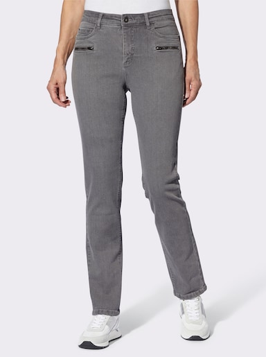 Push-up-Jeans mit Reißverschluss-Taschen - grey denim