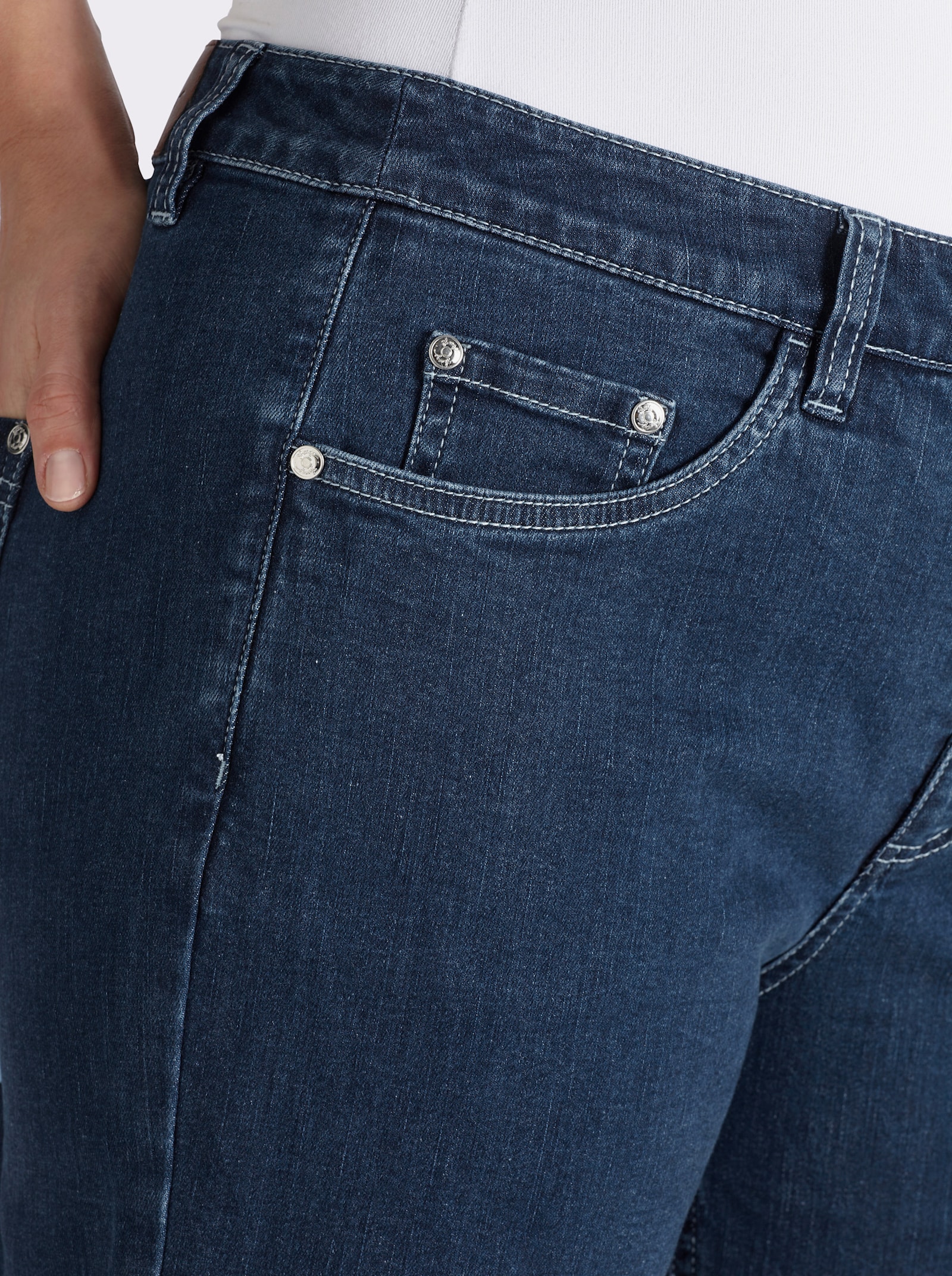 sheego 7/8-jeans met brede zoomomslag - blue-stonewashed