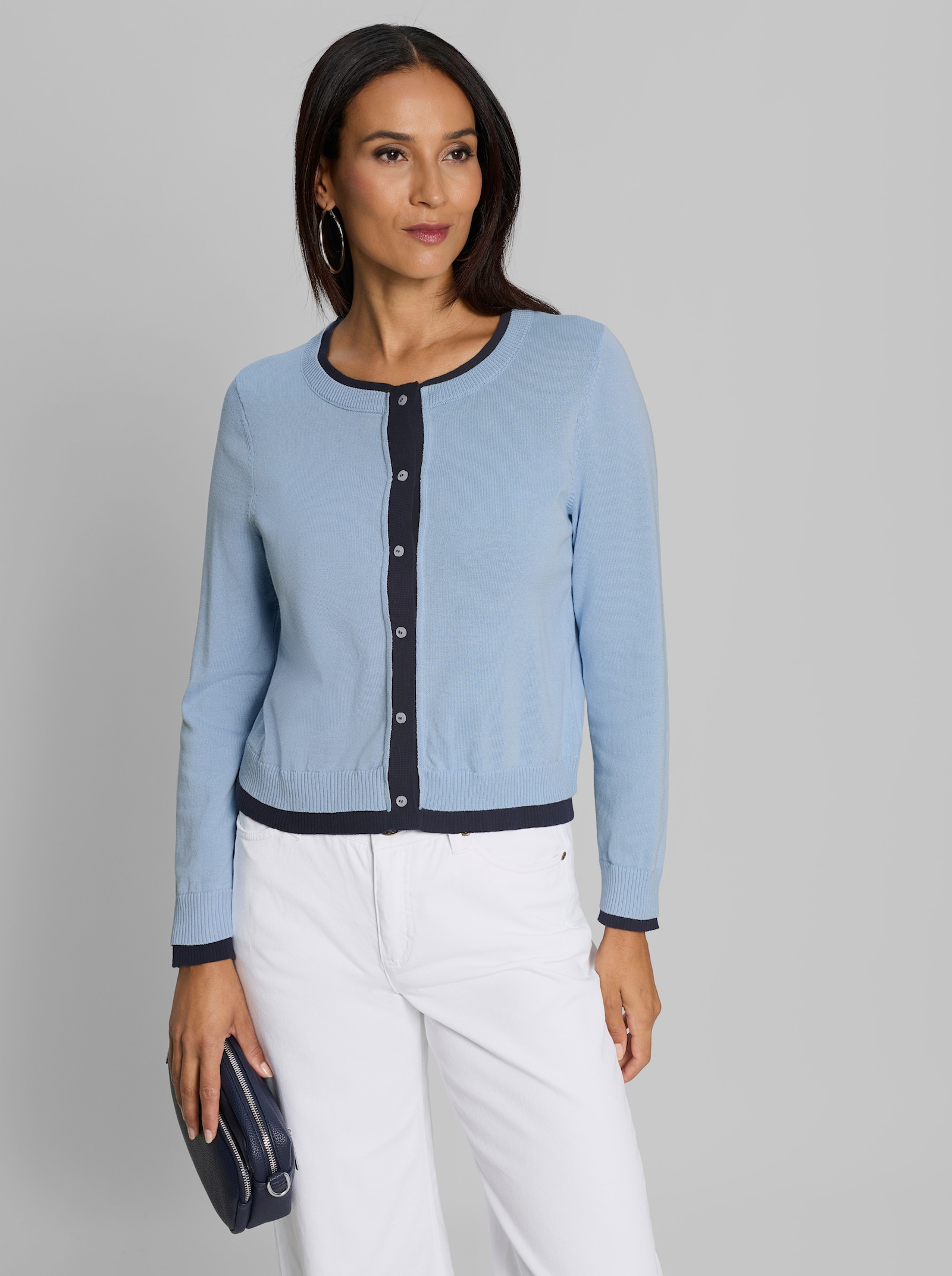 heine Feinstrickjacke in Lagenoptik - hellblau-marine