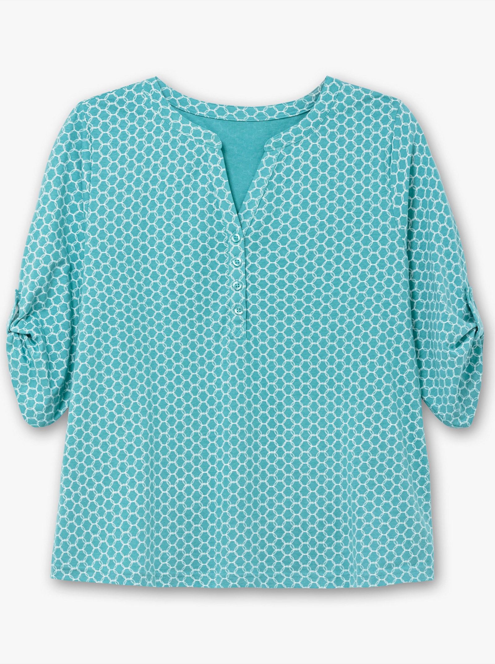 3/4-Arm-Shirt mit krempelbaren Ärmeln - ozean-bedruckt