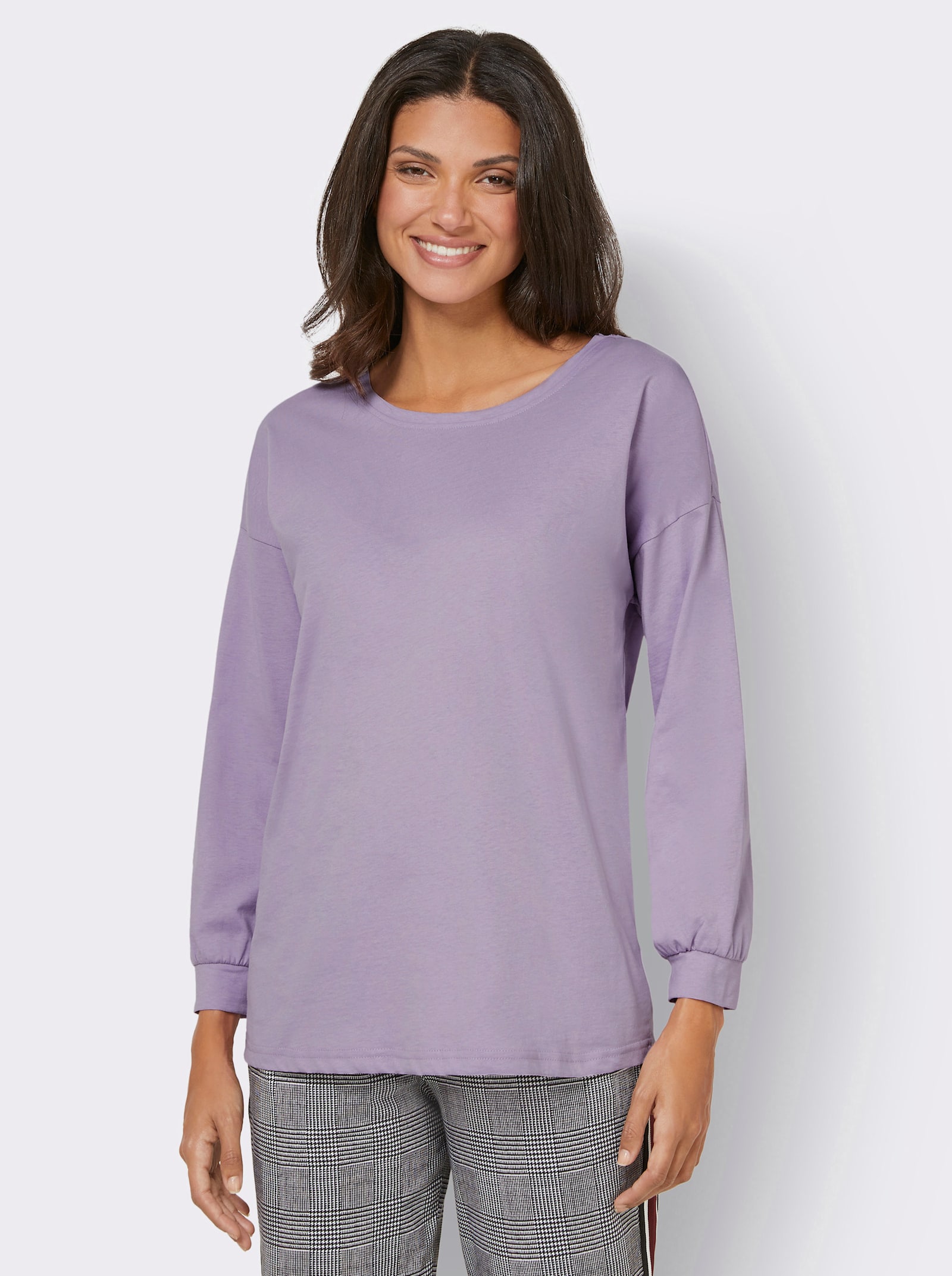 Tričko pro volný čas se širokými rukávy - šeříková