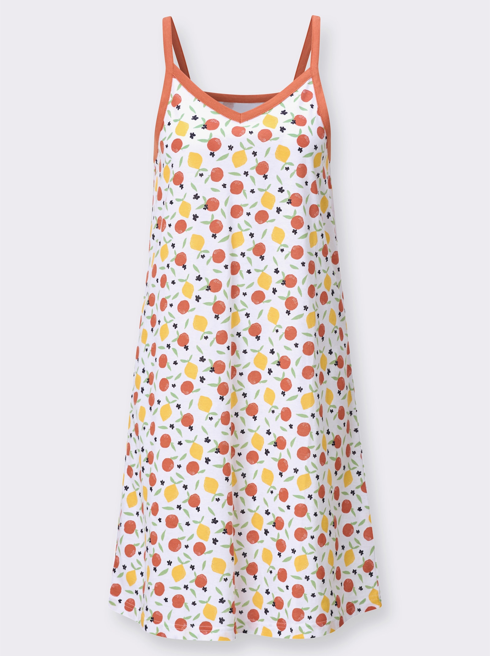 Nachthemd mit schmalen Trägern - weiß-bedruckt