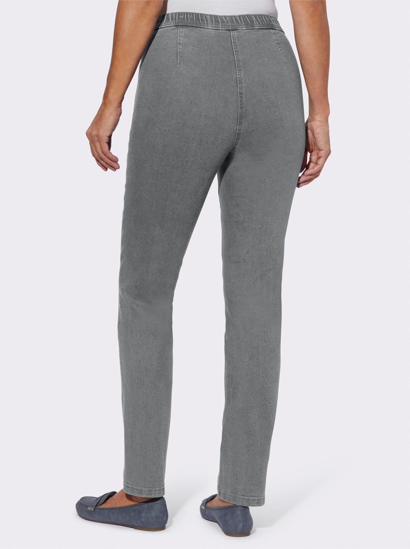 Schlupfjeans mit Metallplättchen - grey-denim