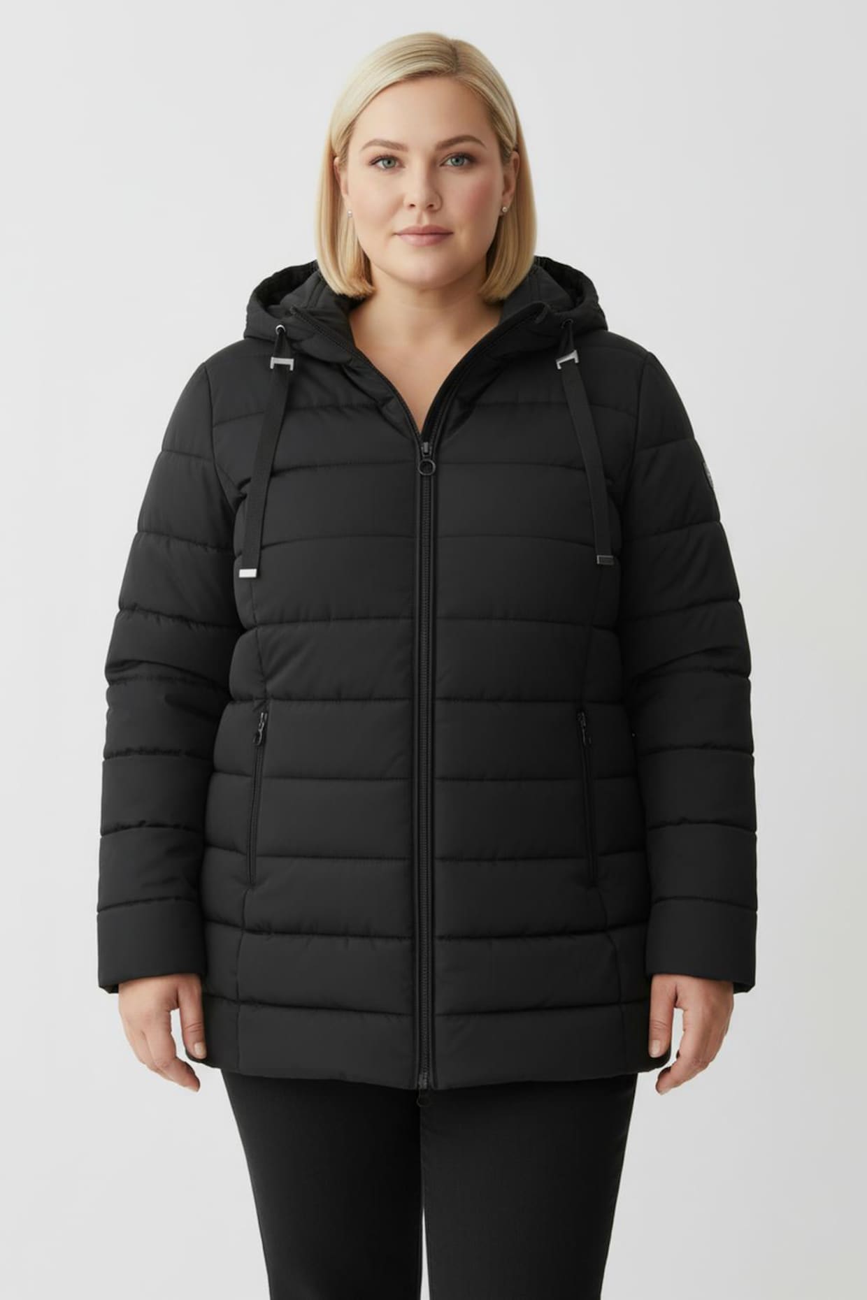 Steppjacke mit elastischer Kontrast-Paspelierung - schwarz