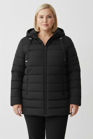 Steppjacke mit elastischer Kontrast-Paspelierung - schwarz