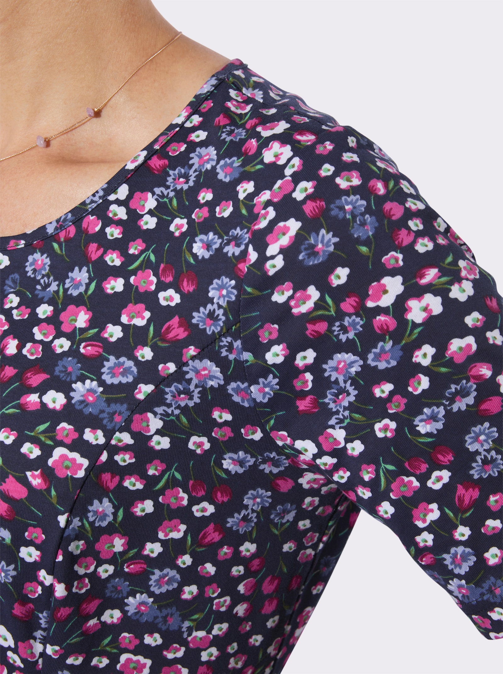 Sommerkleid - marine-fuchsia-bedruckt