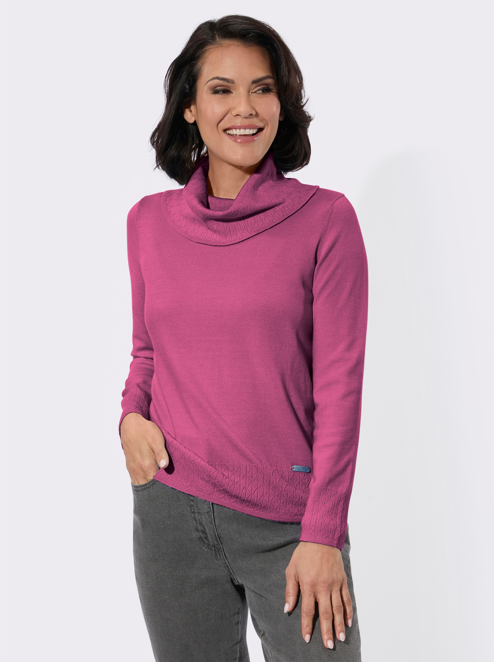 Rollkragenpullover mit Strickmuster rundum - erika